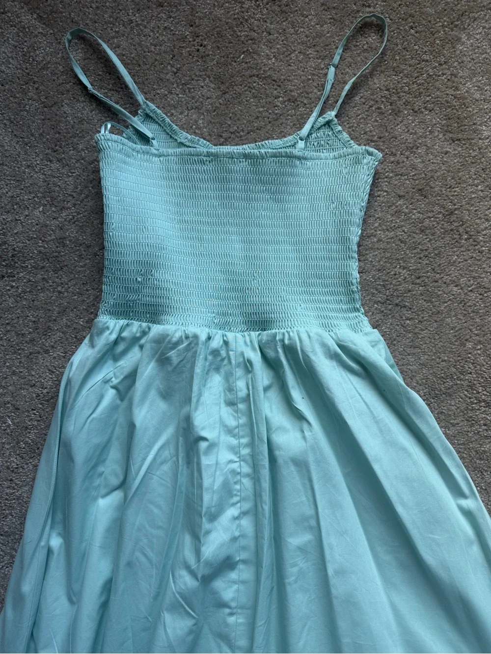 Love Tree Aqua Maxi Dress with Smocked Bodice and Spaghetti Straps